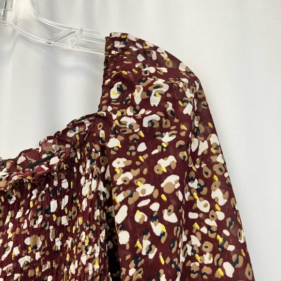 She + Sky Off Shoulder Crop Blouse Womens M Multicolor Long Flare Sleeve Smocked - Picture 8 of 10